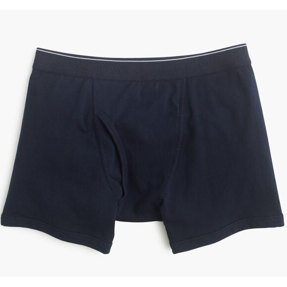 J.Crew Knit Boxer Briefs Mens M Dark Navy Pull-On Stretch Elastic Waistband Logo - Picture 2 of 7